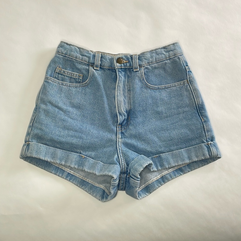 American Apparel High Waist Shorts - Light Jean Wash, Size 26